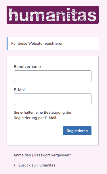 Registrieren bei humanitas